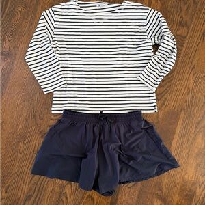 Athletic shorts and top